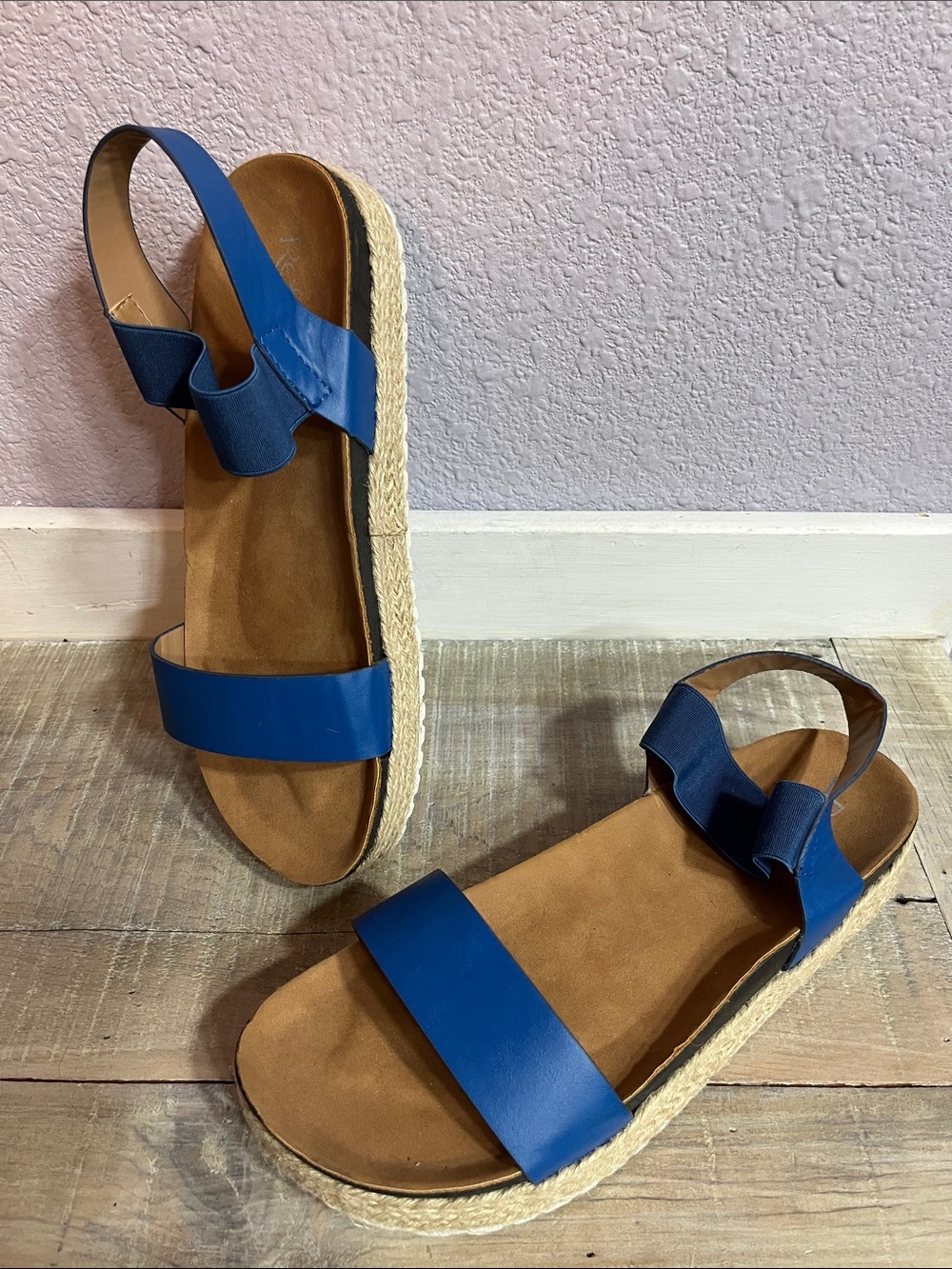 Refresh Blue Platform Espadrille Sandals Sz 10